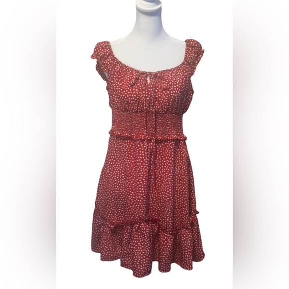 Red Ruffle Mini Dress - Picture 1 of 4